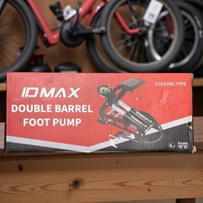 Double Barrel Foot Pump IDMAX Double Cylinder Bike Pump Bike Floor Pump Porta...