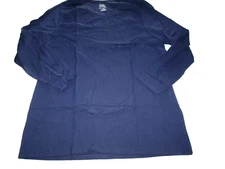 New Women's JMS Just My Size Long Sleeve Navy Scoop Neck Cotton T-Shirt 1X (16W)