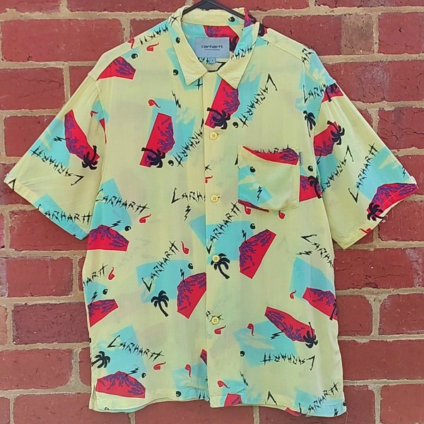RARE CARHARTT WIP Work in Progress AOP Anderson Button Up Street Polo Shirt