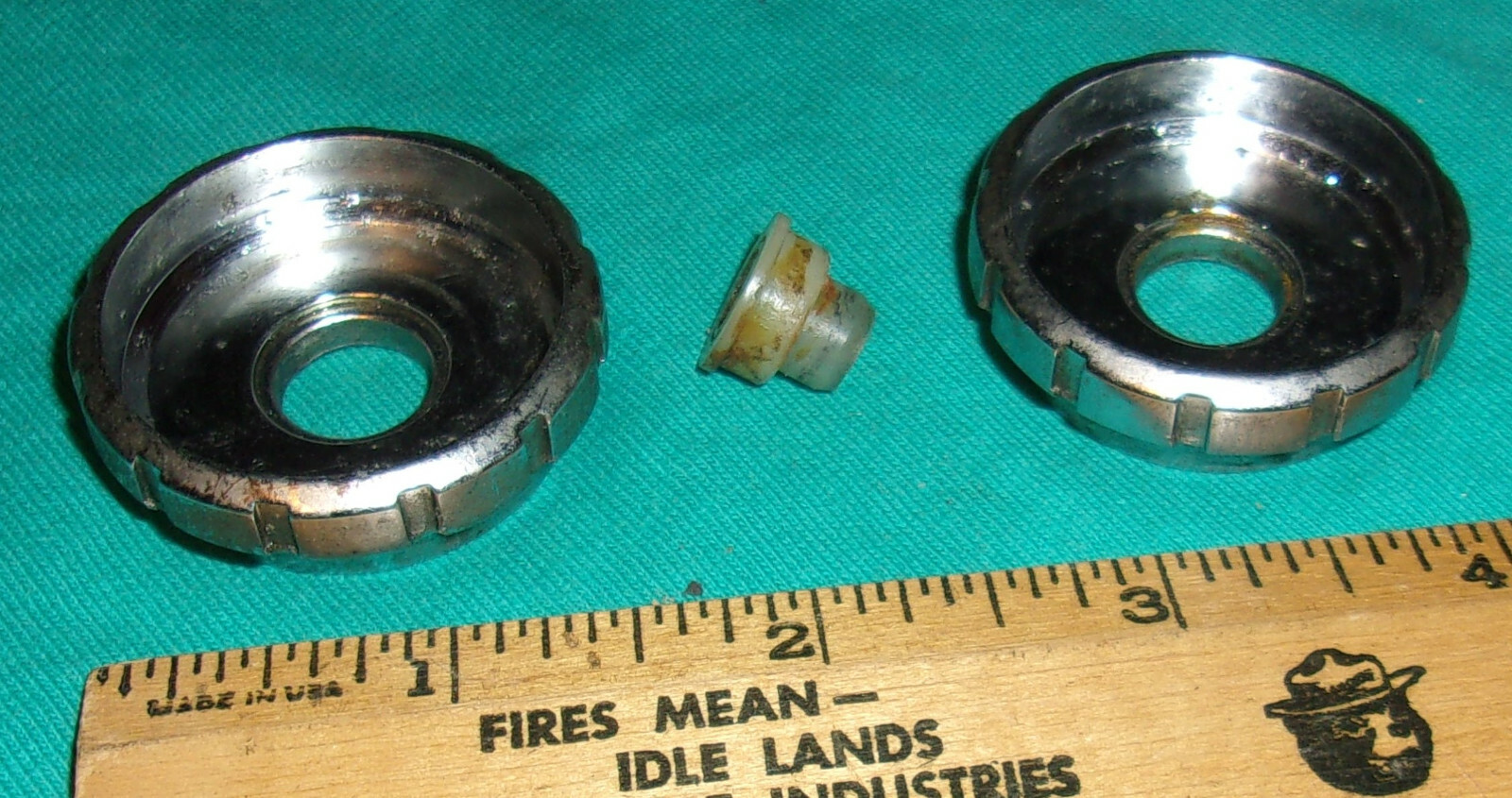 (2) Vintage Auto Radio Knobs Outside Pair 1 1/2 Inch CHROME Clean