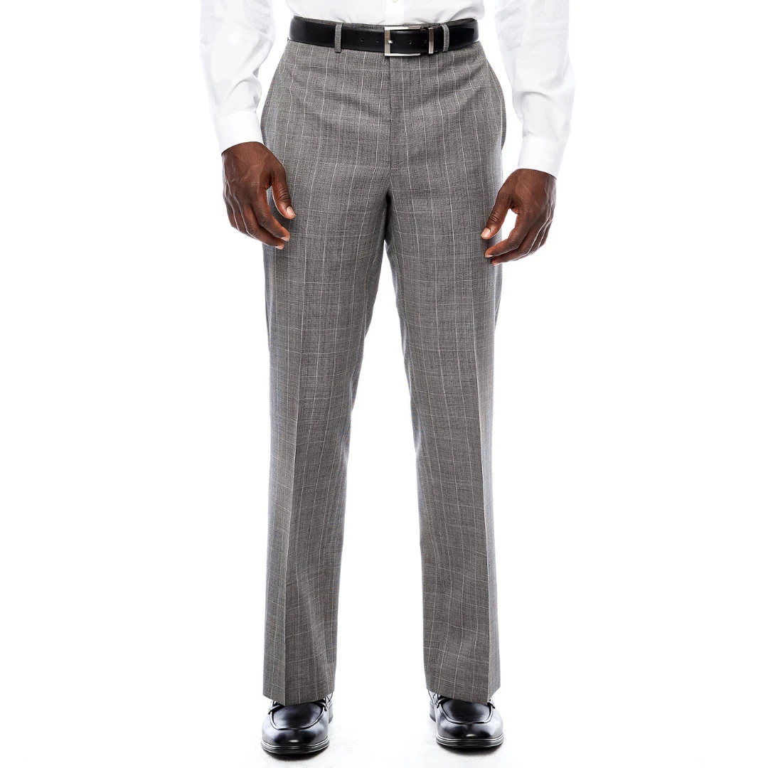 Michael Strahan Size 40x32 Grid Classic Fit Suit Pants Grey