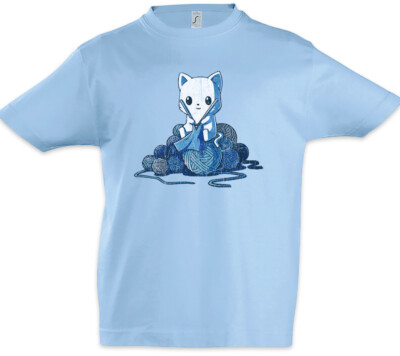 Knitting Cat Kinder Jungen T-Shirt Cats Fun Sleeping Nerd Katze Katzen Stricken