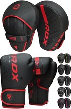 Juego de almohadillas y guantes de boxeo RDX Maya Hide guantes curvos para entrenamiento de MMA Muay Thai