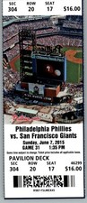 San Francisco Giants vs Philadelphia Phillies 6/7/2015 Ticket Odubel Herrera HR