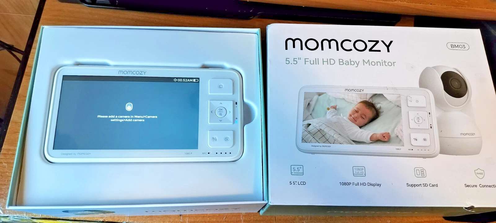 Momcozy Video Baby Monitor, 5.5” 1080P Full HD Baby Monitor with Camera No WiFi