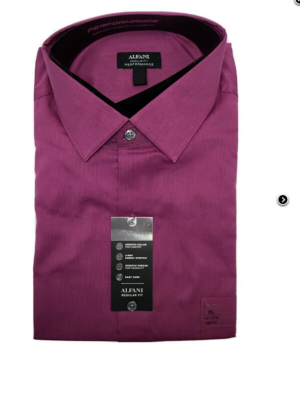 alfani fitted dress shirts Alfani Mens Dress Shirt Ruby Red Size Small S Button Down Athletic Fit main image 0