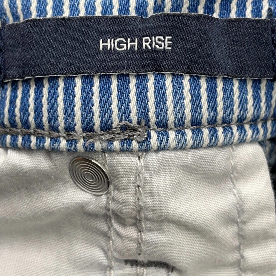 Calvin Klein Womens Short Blue Striped High Rise Straight Pockets Logo Size 4 - Image 4 of 4