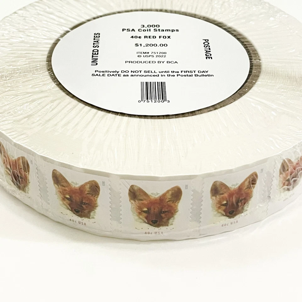 EE. UU. # 5743 ZORRO ROJO 40c (2023) - Rollo de bobina de 50 estampillas postales | ¡NUEVO! Foto 2 de 4