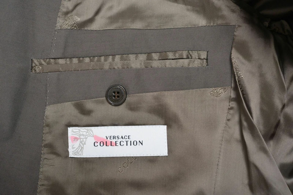 Blazer Abrigo Deportivo Versace Collection Para Hombre Gris Lana Virgen US 38 IT 48 Foto 4 de 4