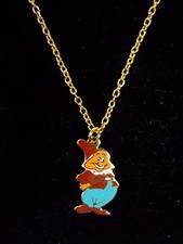 Walt Disney Productions Snow White's Doc Dwarf Enamel Pendant/Chain - Excellent