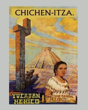 SEE Mexico Chichen Itza Yucatan Travel Tourism Vintage Poster Repro FREE S/H