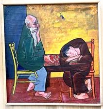 40's WPA Era Figurative Orig American Richard Joseph Ericson Game of Life Oil/C