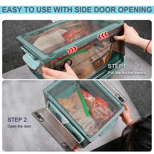 Large 55/80L Storage Bin Organizing Container Clear Folding Organizer Box - Picture 8 of 21