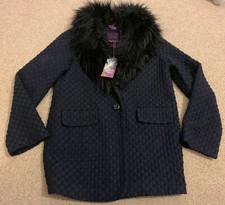 New Butterfly By Matthew Williamson Women's Coat Size 12 Blue/black Dogtooth