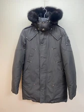 Authentic Mens Moose Knuckles Stirling Parka Coat Jacket size S Gray Black Fur