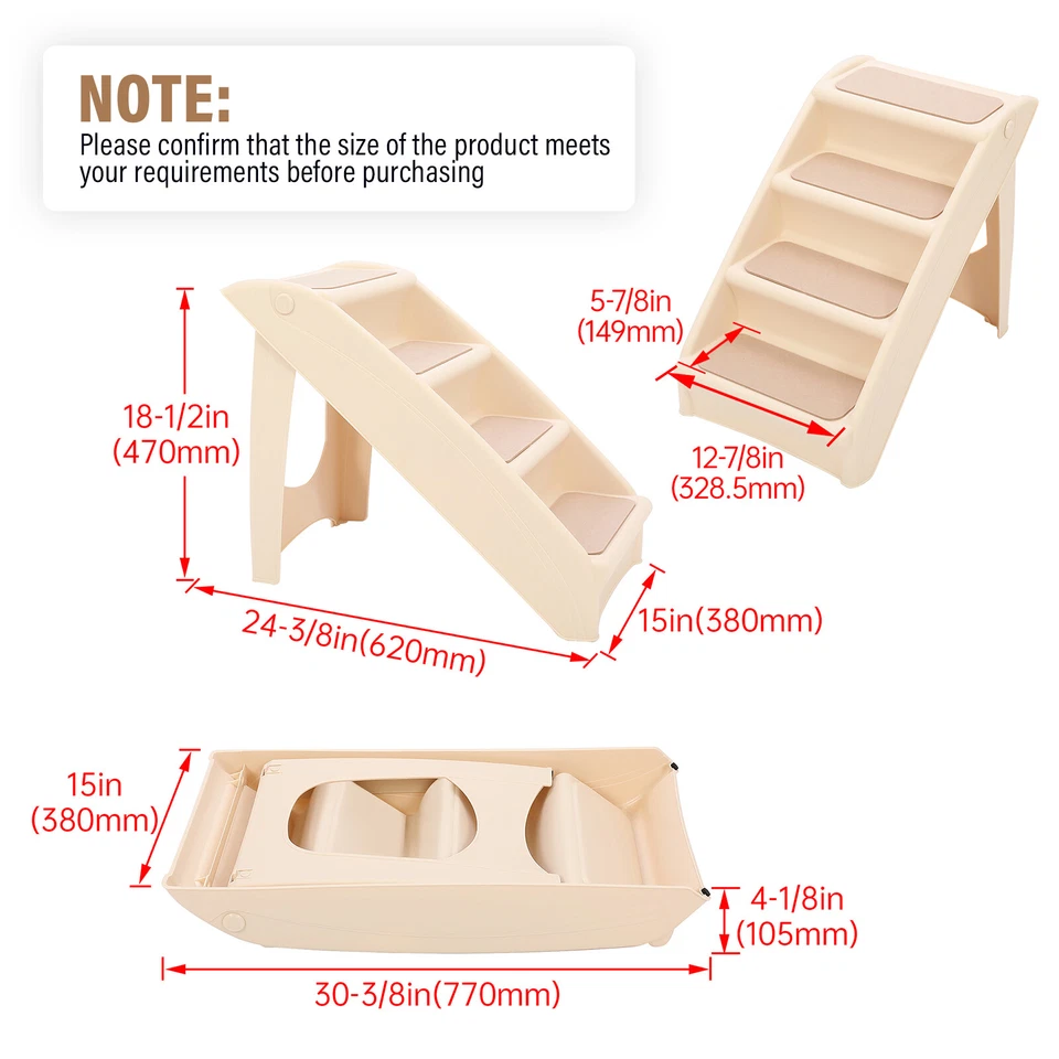 Escaleras plegables de plástico para perros escaleras para mascotas escalones rampa para perro pequeño para cama alta Foto 2 de 4