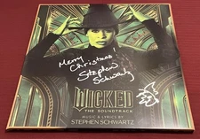 STEPHEN SCHWARTZ SIGNED WICKED ELPHABA 2X RECORD GREEN AUTO SKETCH + TOTE RARE H