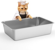17.5" Stainless Steel Cat Litter Box, Easy to Clean, Non-Stick, High Sided