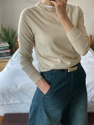 DRIES VAN NOTEN beige Merinowolle Feinstrick Pullover M
