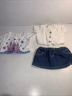 3 Piece Build A Bear Clothes  Sequin Sweater - Denim Skirt  - Castle Shirt