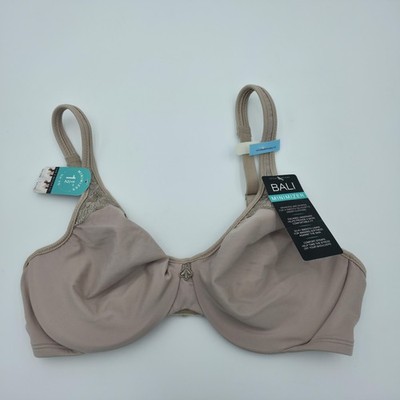 Bali Minimizer Bra Womens 34C Beige Lace Underwire Comfort Straps DF3385 NWT