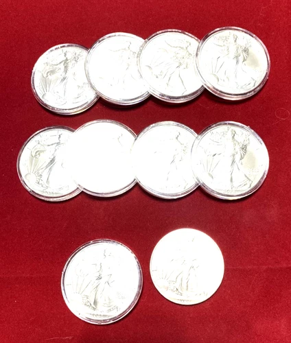 10-2022 W Silver Eagle 1 oz Fine Silver Uncirculated Coins 9 In Capsules 1 Isn't