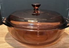 Vintage Pyrex Cranberry 024  Casserole Dish w Lid 2 Qt Glass USA