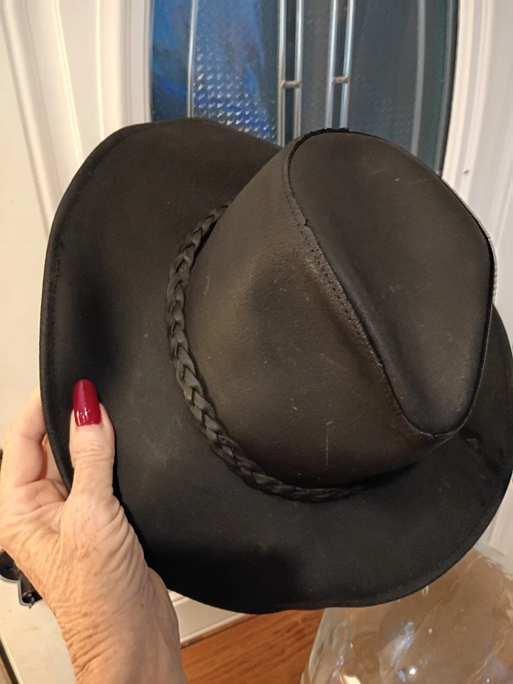 Chapéu de cowboy westerns masculino vintage couro trançado banda rodeio tamanho M - Imagem 4 de 4