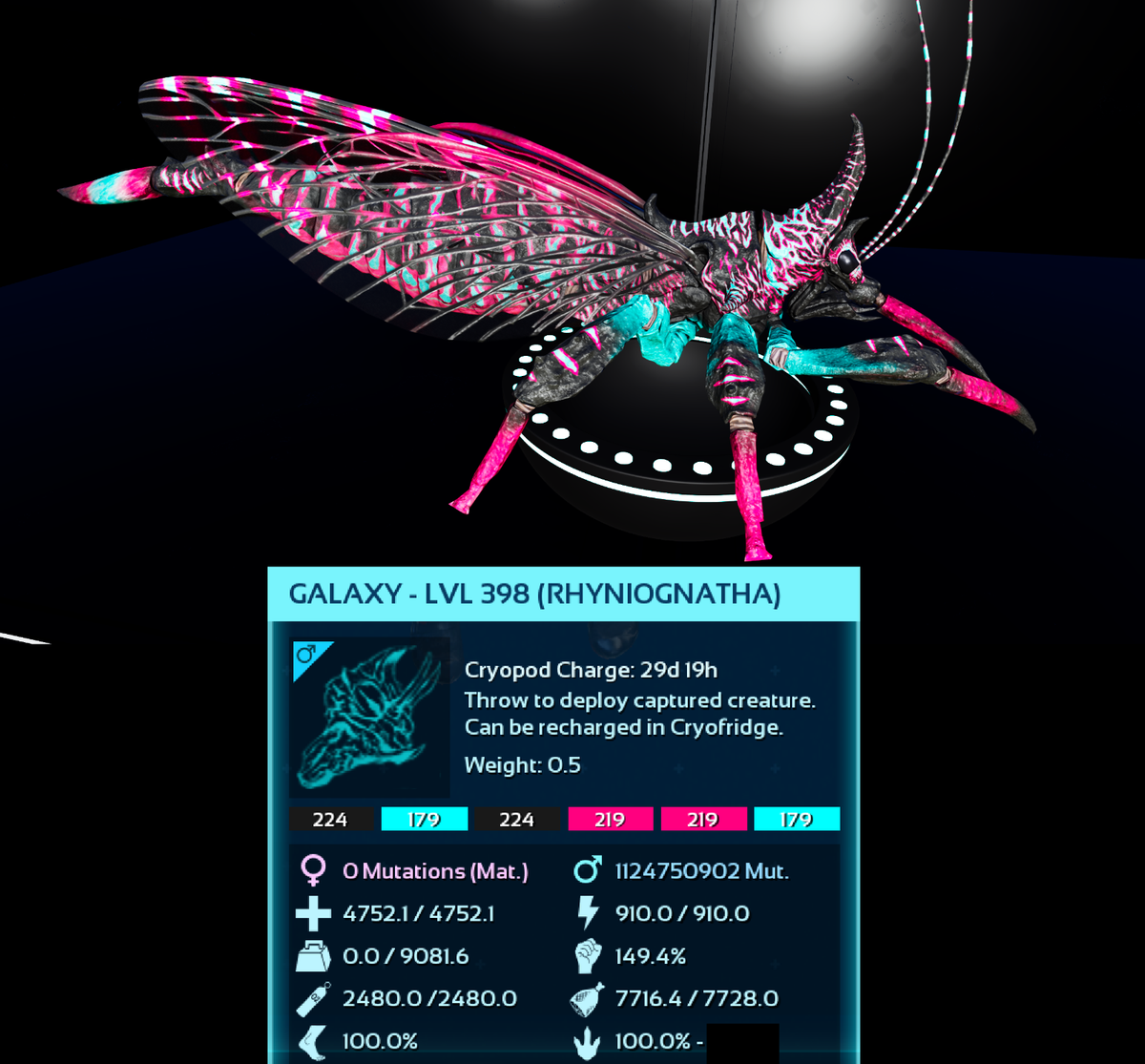 What Factors Affect The Level And Stats Of Bred Rhyniognatha Bugs In Ark Survival Ascended - Foto 5