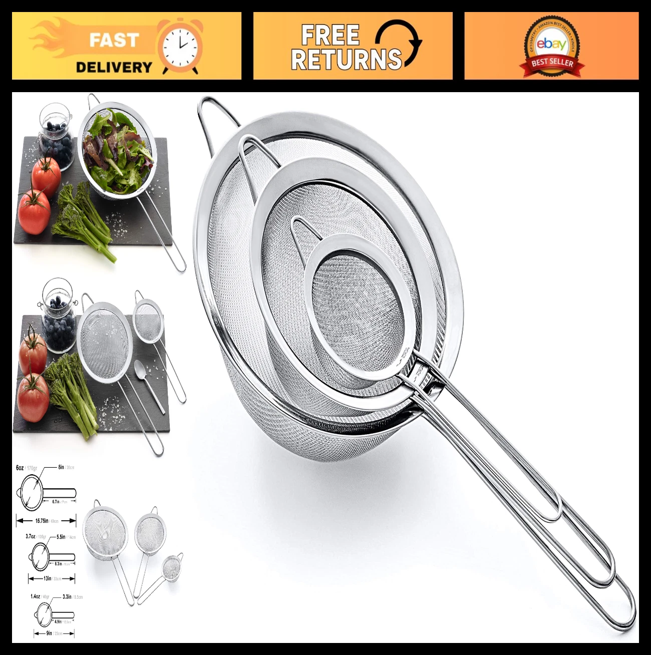 Fine Mesh Stainless Steel Strainer Set
Opens in a new window or tab