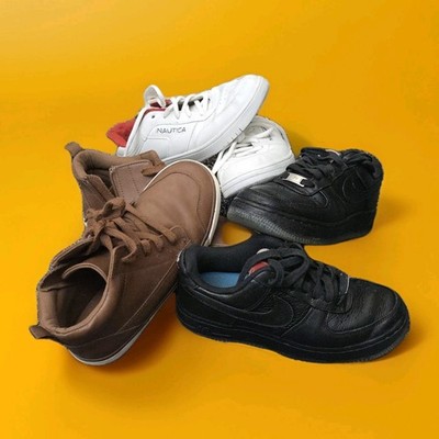 Boy Kid Shoe LOT (3) Nike Air Force 1 CHICAGO, BOOTS, NAUTICA SNEAKERS GOOD COND