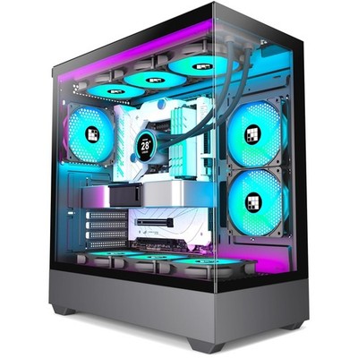 F1 Midi-Tower Gaming Gehäuse: 270° Panoramaglas, 6 ARGB Lüfter, ATX kompatibel