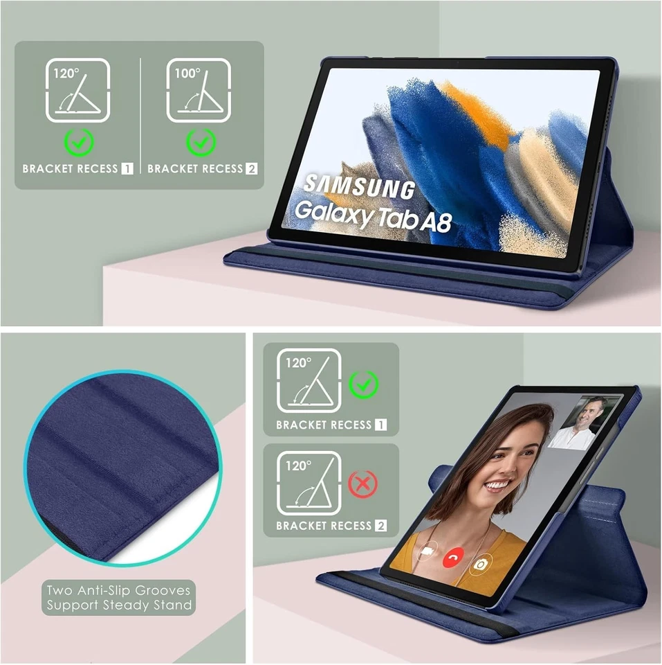 Case for Galaxy Tab A8 10.5" Case (SM-X200/X205/X207) Leather Cover 360 Rotating - Image 2 of 4