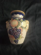 Vintage Vase With Fruit Design Italy Vase Ceramic Multicolored Fruit Pattern 