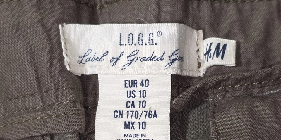 H&M L.O.G.G. Pantalones cortos cargo para mujer talla 10 EE. UU. - marrón utilitario corte dobladillo crudo Foto 4 de 4
