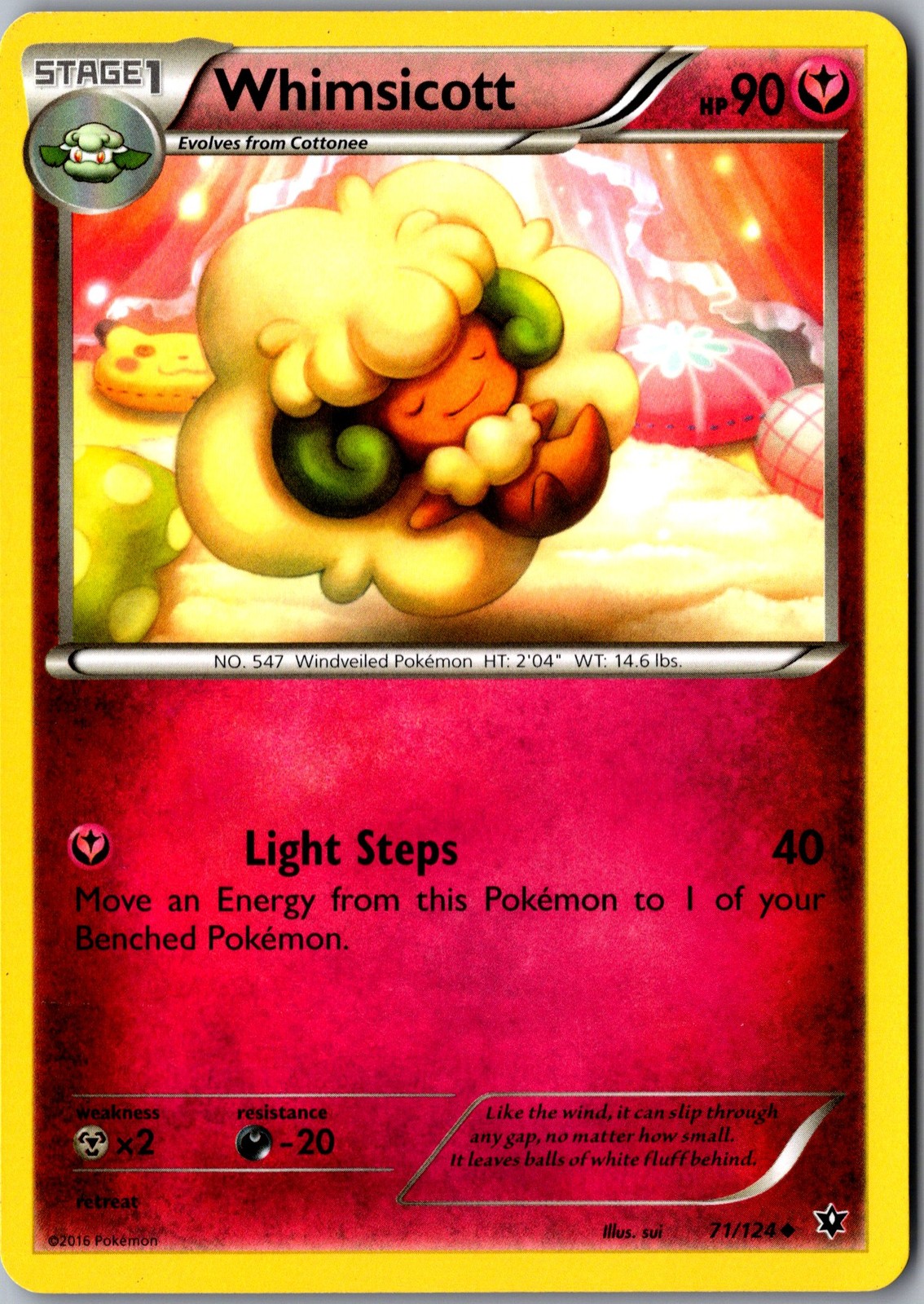 Whimsicott 71/124 Uncommon Fates Collide Lightly Played Pokemon Card TCG Single
