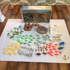Vintage Marx Toys 3398 Prehistoric Play Set w/ Dinosaurs, Animals, Cavemen, etc