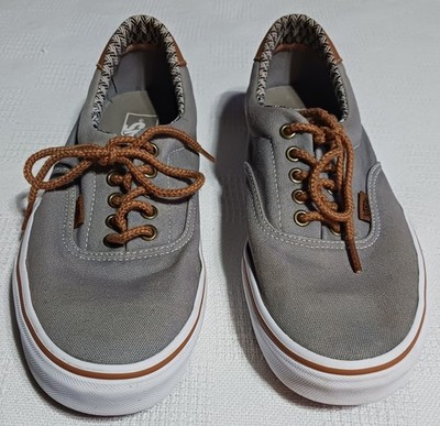 VANS Era 59 C&L Frost Grey Chevron Canvas And Leather Shoes Size M / 10.5 W / 12