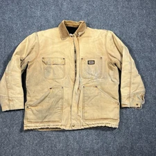 Big Smith Duck Canvas Jacket Mens Large Thinsulate Work Chore Corduroy Distress