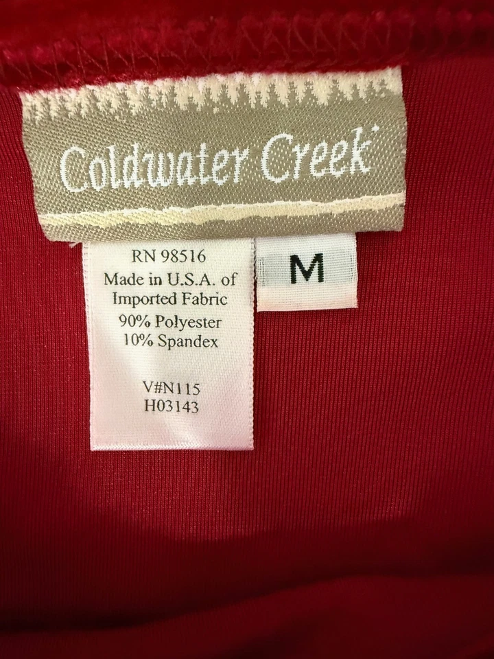Top para mujer COLDWATER CREEK terciopelo rojo vacaciones Navidad M Foto 3 de 3