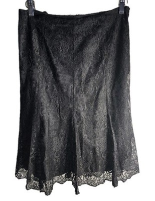 VALERIE STEVENS Petite Skirt Women's 6P Black Knee Length Vintage