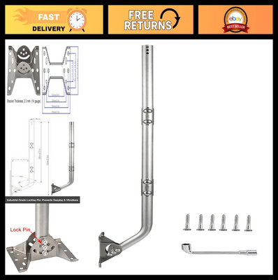 Heavy-Duty Stainless Steel Antenna Mount 1.5'' x 51'' Adjustable J-Pole Bracket fo
