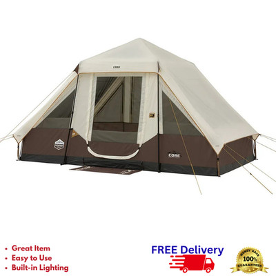 Instant Pyramid Tent w/ LED Lights Cabin Fast Setup New