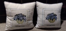 Claire Murray decorative pillows Needlepoint hydrangea basket 100% cotton 13"x13