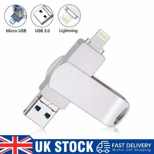 2TB 1TB 3 in 1 USB 3.0 Flash Drive Photo Stick Pen for iPhone iPad Android - Picture 1 of 16