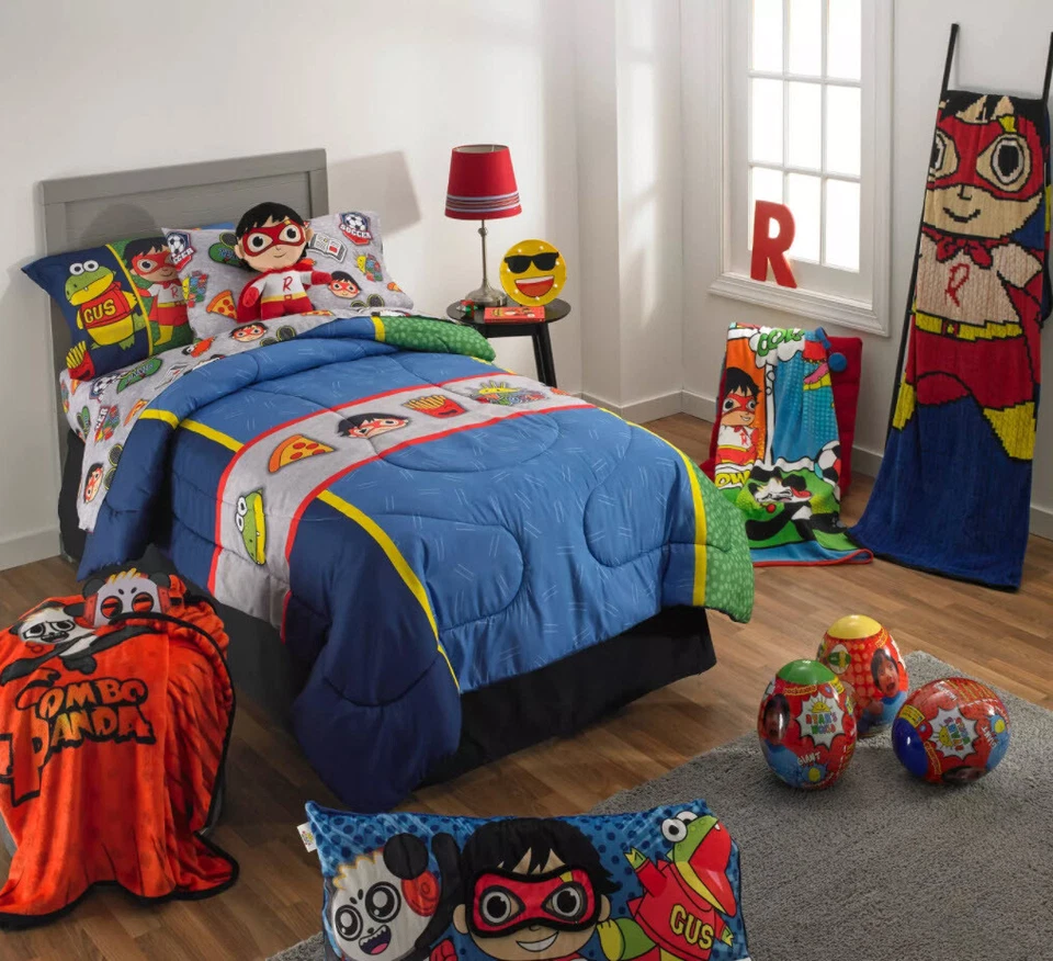 6 Pieces - RYAN'S WORLD Comforter + Sheet Set + Blanket + Red TITAN Plush - TWIN - Image 2 of 4