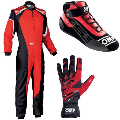 OMP Fahrer Set Anzug Handschuhe Schuhe Konvolut für Go Kart und Rallye Rennen rot - Bild 1 von 9