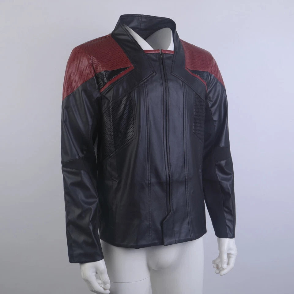 Picard 3 Captain Riker Red Geordi Gold Blue Leather Jackets  Starfleet Costumes - Image 3 of 4