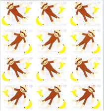 Mrs. Grossman's SOCK MONKEY Bananas Scrapbook Stickers 3 Strips