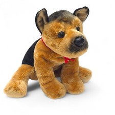 FAO Schwarz German Shepherd Puppy Dog Plush Red Bandana Brown Black 12 inch